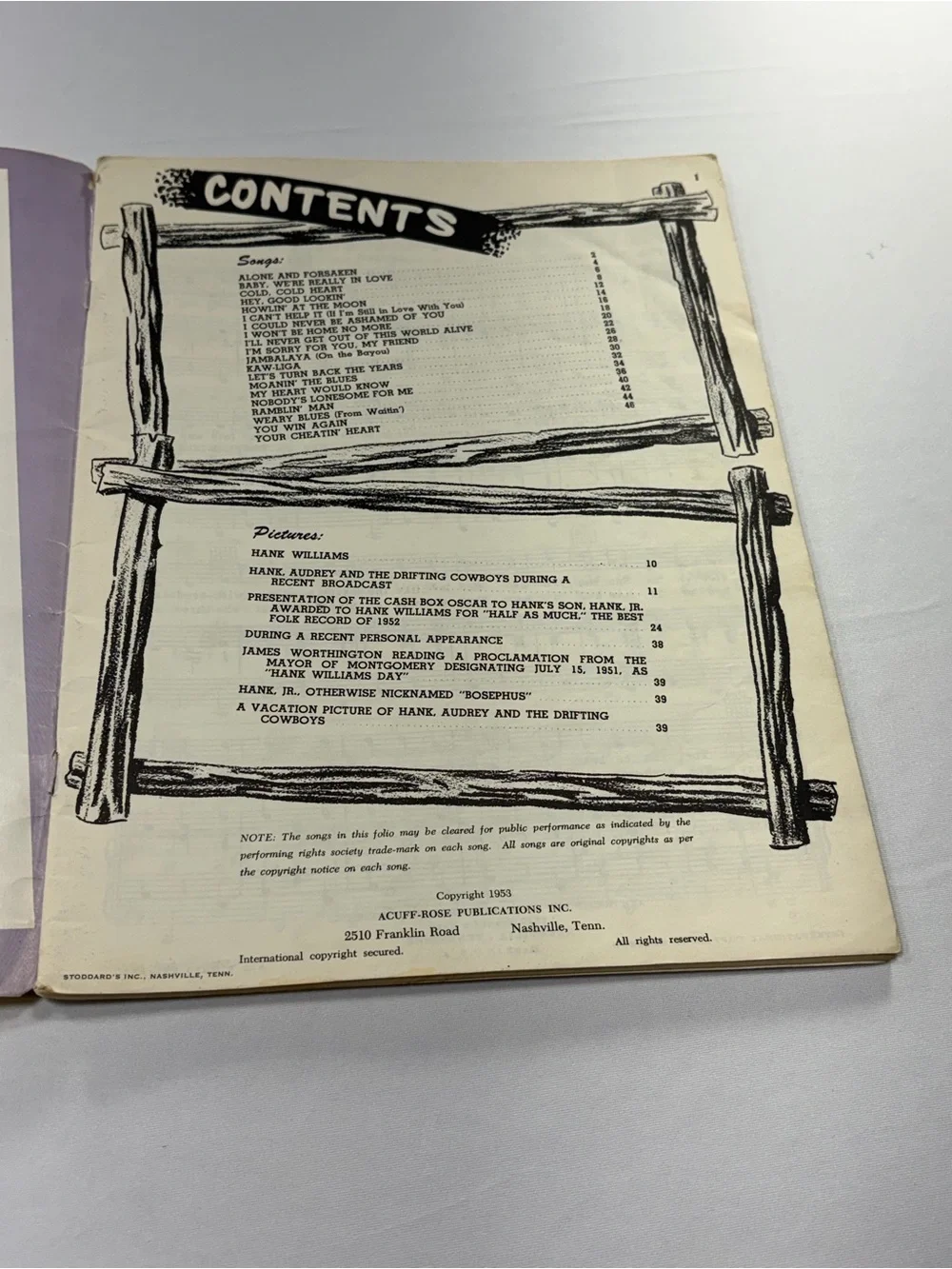 Hank Williams Favorite Songs Sheet Music Folio Songbook 1953 Country Vintage